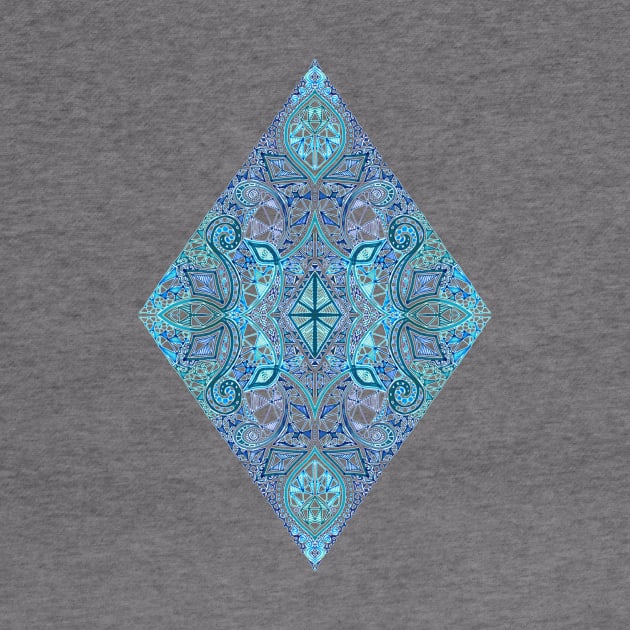 Blue and Teal Diamond Doodle Pattern by micklyn